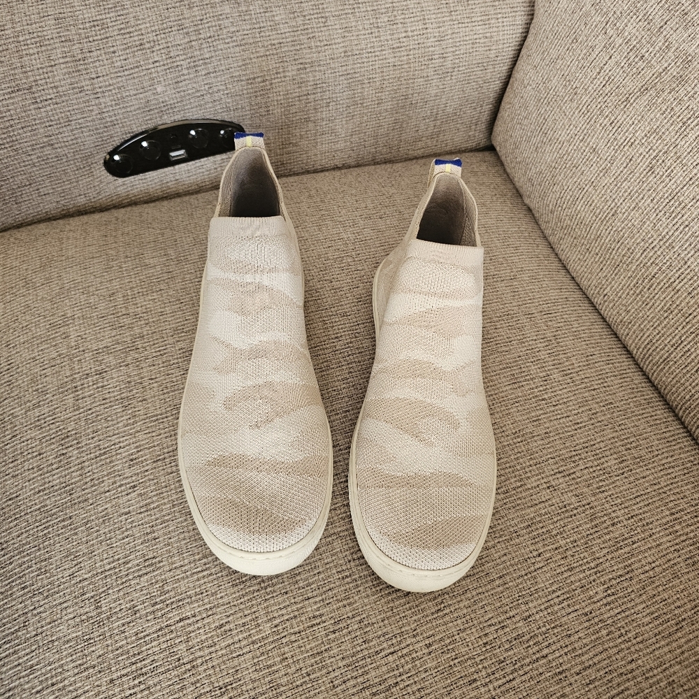 Rothy's Chelsea Boots High Top Sneakers in Sand Camo - Picture 4 of 8
